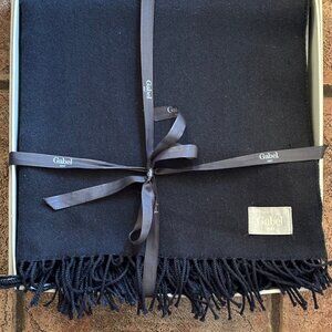 NEW GABLE 1957 BLACK Lambswool/Cashmere/Silk Blend Throw 51” x 73” (FRINGE END)